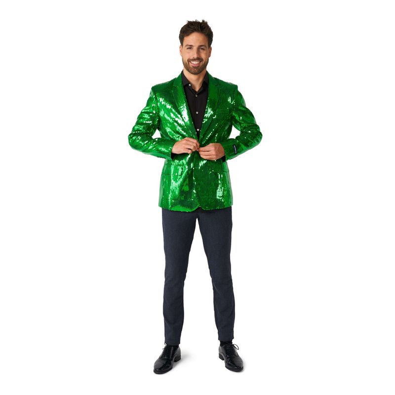 Suitmeister Men's Christmas Blazer - Sequins Green, 3 of 5