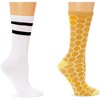 Zodaca 2-Pair Bee Cute Crew Socks for Women Dress up Boots Sneakers (One Size) - 3 of 4