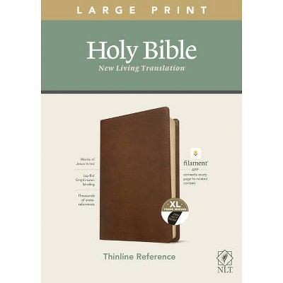 NLT Large Print Thinline Reference Bible, Filament Enabled Edition (Red Letter, Leatherlike, Rustic Brown, Indexed) - (Leather Bound)