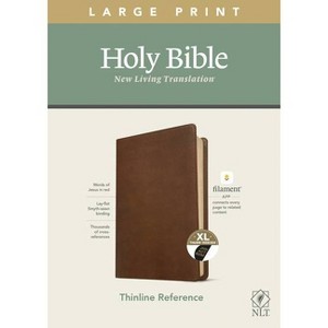 NLT Large Print Thinline Reference Bible, Filament Enabled Edition (Red Letter, Leatherlike, Rustic Brown, Indexed) - (Leather Bound) - 1 of 1