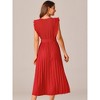 Seta T Women's Casual Ruffle Sleeveless Crewneck Pleated Flowy Belted Midi Sundresses - 4 of 4