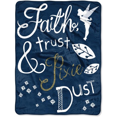 Disney Tinkerbell Faith, Trust And Pixie Dust Fleece Super Plush Throw Blanket 46" x 60" (117cm x 152cm)