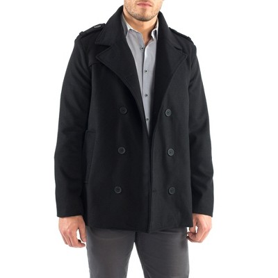 Мужские куртки Alpine Swiss Jake Mens Wool Pea Coat Double Breasted Jacket Black XL — фото 7
