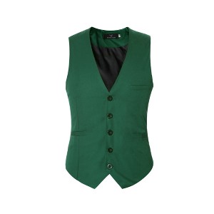 Cloudstyle Mens V-Neck Dress Suit Business Casual Suit Vest Waistcoat 5 Button Slim Fit - 1 of 4