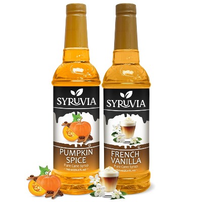 Syruvia Variety Pack - Pumpkin Spice & French Vanilla Syrup 25.4 Fl oz (2-Pack)
