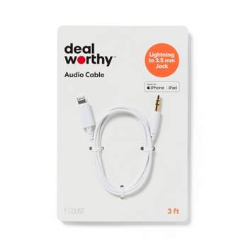 3' Lightning to Aux Cable - dealworthy™ White