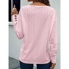 Women Dressy Casual Tops V Neck Long Sleeve Buttons Hollow Out Lace Embroidered Blouses Shirts Elegant Boho Top - 3 of 4