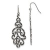 Chisel Stainless Steel Antiqued and Polished Crystal Dangle Earrings Shepherd Hook - 2 of 4