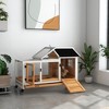 PawHut Indoor Outdoor Wooden Rabbit Hutch with Wheels, Large Bunny Cage with Run, Slide-out Tray for Small Animals, Guinea Pig - image 2 of 4