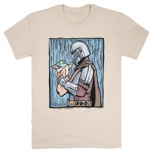 Adult Star Wars The Mandalorian Holding Grogu T-Shirt - 1 of 3