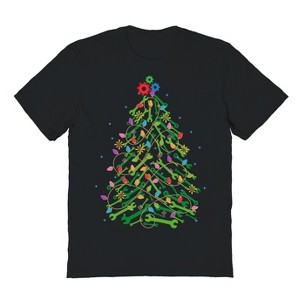 Rerun Island Men's Christmas Mechanic Tree Short Sleeve Graphic Cotton T-Shirt - 1 of 1