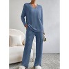 Women's Pajama Sets Long Sleeve Short Sleeve 2 Piece Lounge Sets Ribbed Knit Sweater Sleepwear - 3 of 4