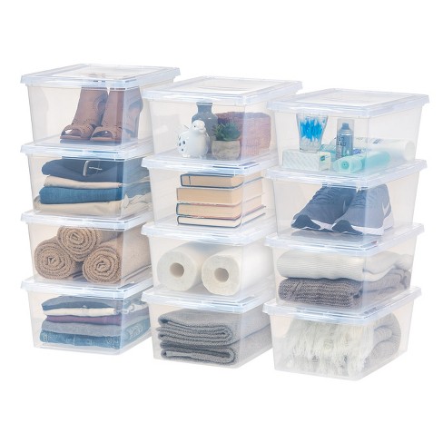 Iris Usa 17.5 Quarts Plastic Storage Container Bin With Latching Lid, 12  Pack, Nestable Box Tote Closet Game Organization Teacher Tools Art Supplies  : Target