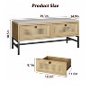 Khaki Rattan Shoe Bench with 2 Storage Drawers, Wooden Entryway Bench with Linen Cushion, Natural Oak Finish for Hallway and Bedroom Storage - 2 of 4