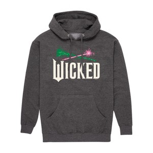Men's - Wicked - Wand And Broomstick Logo -Mens Long Sleeve Fleece Pullover Hoodie Graphic Fleece Pullover Hoodie - 1 of 4
