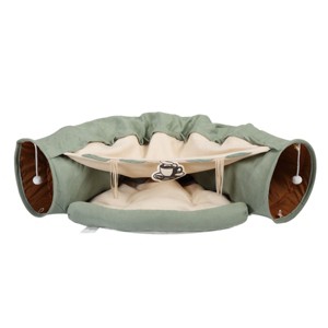 SEVOBAL Cat Tunnel Bed Combo with Teasing Ball Indoor Tunnel Tubes Toy Zipper Connection Removable Washable Mat and Scratching Ball Non-Skid Floor Mat - 1 of 4