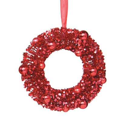 Gallerie II Red Brush Wreath Christmas Xmas Ornament Small