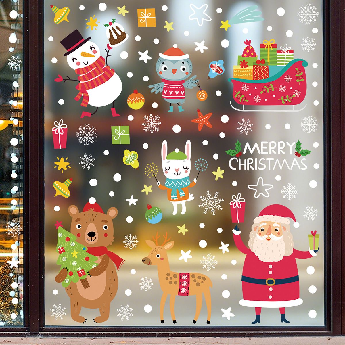 Unique Bargains Window Films Cartoon Christmas Window Decals 6 Piece Polyvinyl Chloride Colorful 7.9"x11.8" 1 Set - thumbnail 2