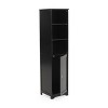 63" Tall Bathroom Linen Cabinet, Storage Tower with 2 Enclosed Shelves & 3 Open Shelves, Modern Black Freestanding Organizer for Towels & Toiletries - 3 of 4