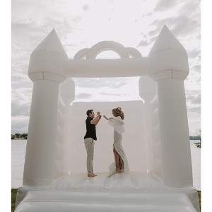 Pogo Bounce House Crossover Inflatable Bounce House with Blower, White Wedding - 1 of 4