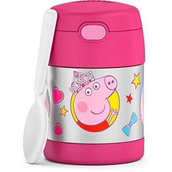 THERMOS FUNTAINER 10 Ounce,  Stainless Steel Vacuum Insulated Kids Food Jar with Spoon Peppa Pig