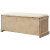 CAVINAS Storage Bench Shoe Rack Rustic Storage Bench with 3 Removable Rattan Basket, White Washed - 2 of 4