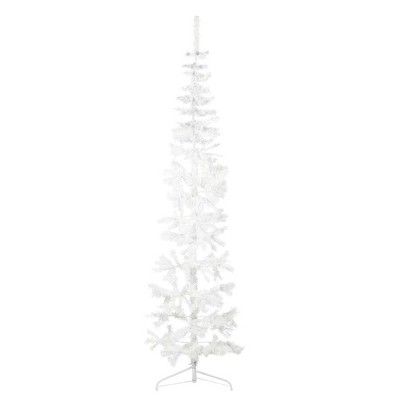 vidaXL Slim Artificial Half Christmas Tree with Stand White 7 ft