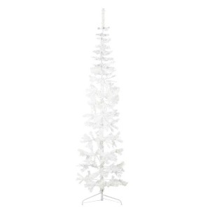 vidaXL Slim Artificial Half Christmas Tree with Stand White 7 ft - 1 of 4