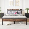 TiramisuBest Full Bed Frame with Storage Headboard & Charging Station, Sturdy Noise-Free Design, No Box Spring & Easy Assembly (Brown/Gray) - 3 of 4