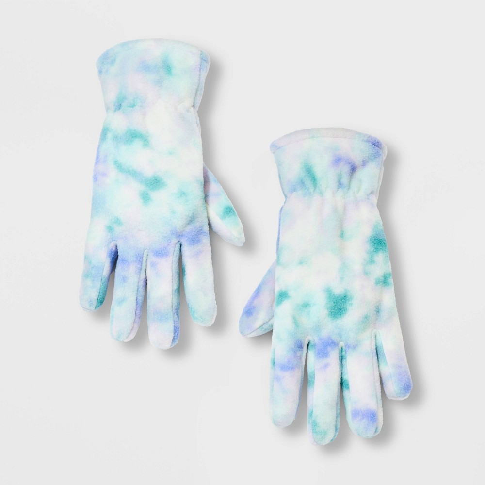 Girls' Tie-Dye Fleece Gloves - Cat & Jack Green 8-16