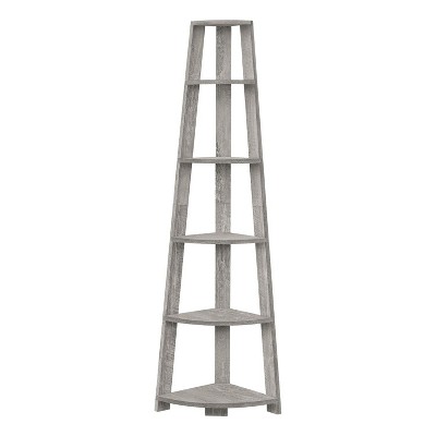 Monarch Specialties Bookshelf Bookcase Etagere Corner 5 Tier 72InchH Office Bedroom Laminate Grey Contemporary Modern