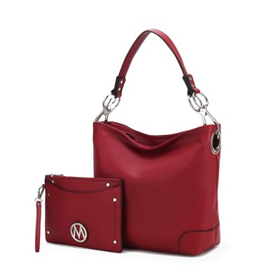 MKF Collection Viviana Vegan Leather Hobo Bag with Matching Wristlet by Mia K