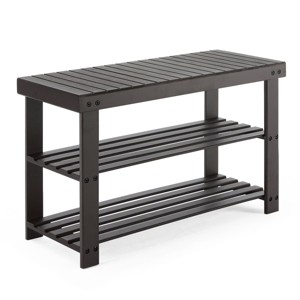 JIONJOY 3-Tier Bamboo Shoe Rack & Storage Bench - 286lb Capacity, Space-Saving Organizer for Entryway, Bedroom, Living Room (11.3x27.6x17.8in) - 1 of 4