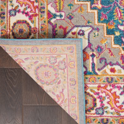 Teal Multicolor Floral Synthetic 5' x 7' Reversible Rug