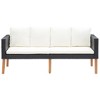 vidaXL 2-Seater Patio Sofa with Cushions Poly Rattan Black - 2 of 4