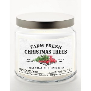 Courtside Market Fresh Farm Trees Evergreen 12.8oz Soy Wax Candle Glass Jar with Brushed Silver Metal Lid - 1 of 3