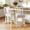 Tangkula 25" Swivel Counter Height Chairs Set of 2 w / Upholstered Seat Rubber Wood Frame - 2 of 4