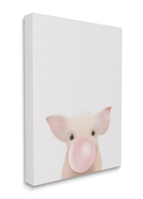 Stupell Industries Baby Farm Piglet with Pink Bubble Gum