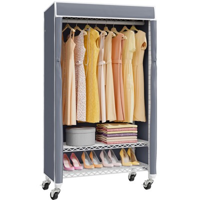 VIPEK R1C Rolling Clothes Rack with Cover Portable Freestanding Garment Rack, Black Rack with Cover