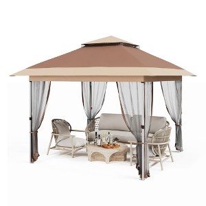 WhizMax Pop Up Outdoor Gazebo with Removable Curtains and Silver Coated Canopy - 1 of 4