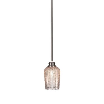 Toltec Lighting Cordova 1 - Light Pendant in  Brushed Nickel with 5" Silver Textured Shade