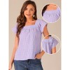 INSPIRE CHIC Women's Summer Square Neck Gingham Cap Sleeve Blouses - 2 of 4