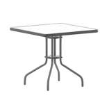 Emma and Oliver 31.5" Square Tempered Glass Metal Table with Smooth Ripple Design Top