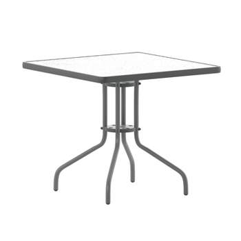Flash Furniture Barker 31.5'' Square Tempered Glass Metal Table