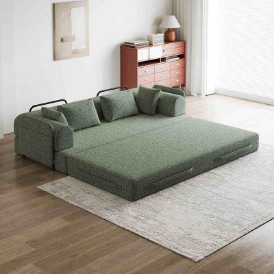 Modern Queen Size Convertible Chenille Sleeper Sofa Bed, Folding Floor Sofa Couch for Living Room, Apartment, or Bedroom – The Pop Home