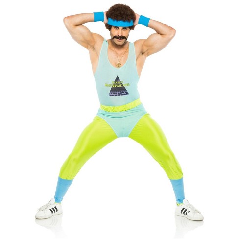 Men`s 80`s Fitness Instructor Costume Adult Retro Leotard Aerobics