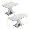 Gulches Modern Stretchable Rectangle Dining Table Printed White Marble MDF Top X Shape Legs Metal Base 220 LBS Load Bearing - 2 of 4