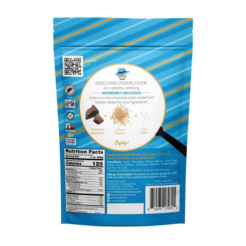 Undercover Dark Chocolate + Sea Salt Chocolate Quinoa Crisps - 3oz, 4 of 8