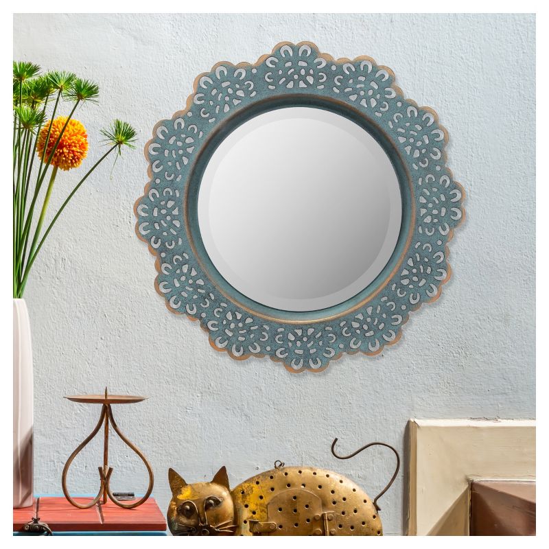 12.5" Decorative Floral Metal Lace Wall Mirror - Stonebriar Collection, 3 of 7