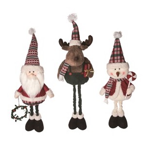 Transpac Plush Telescoping Plaid Christmas Crew Set of 3 Christmas Home Decorations - 1 of 1